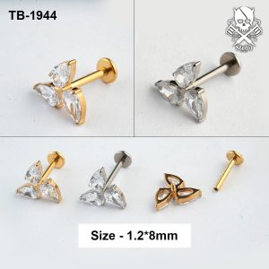 Trinity marquise zircon titanium labret stud in golden and silver with 1.2*8mm labret