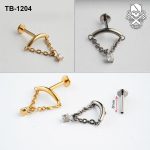 Arc Chain Zircon ASTM F-136 Titanium Labret Stud