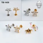 Five-Point Star Zircon ASTM F-136 Titanium Labret Stud