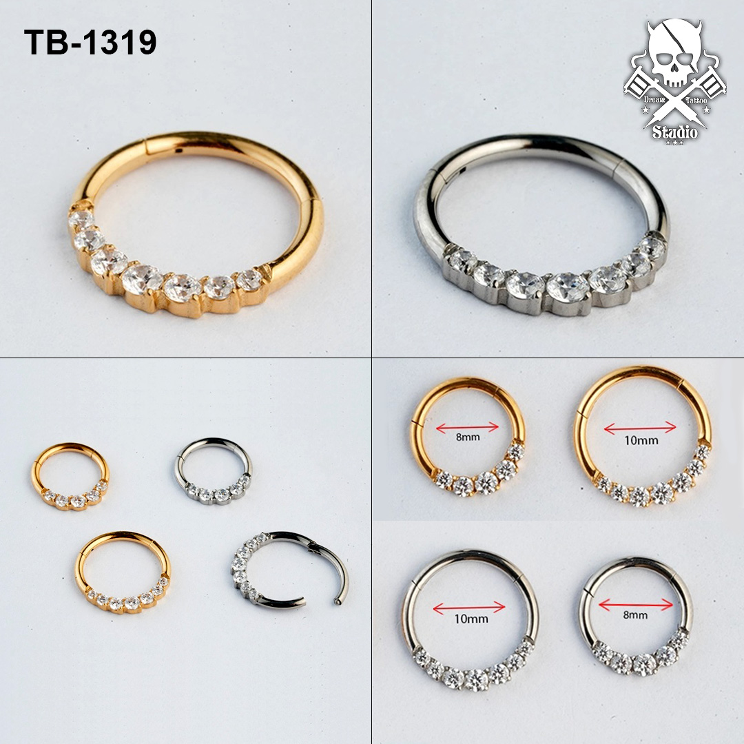 Graduated round zircon ASTM F-136 titanium septum clicker in golden and silver