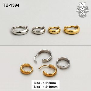 Golden and silver chunky tapered ASTM F-136 titanium clicker rings in two sizes