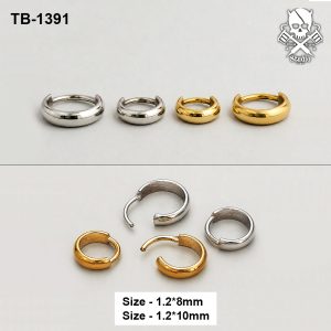 Golden and silver chunky tapered ASTM F-136 titanium clicker rings in two sizes