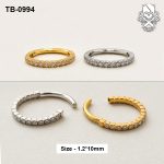 Pavé Round Zircon ASTM F-136 Titanium Clicker Ring