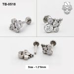 Graduated Bezel Zircon and Bead Cluster ASTM F-136 Titanium Labret Stud