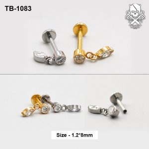 Marquise Dangle Zircon ASTM F-136 Titanium Labret Stud