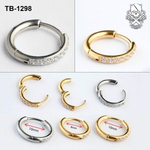 Single-row zircon ASTM F-136 titanium septum clicker in golden and silver