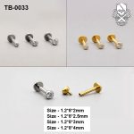 Head Light - Bezel-Set Round Zircon ASTM F-136 Titanium Labret Stud