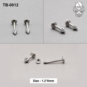 Silver polished cone spike ASTM F-136 titanium flat-back labret studs