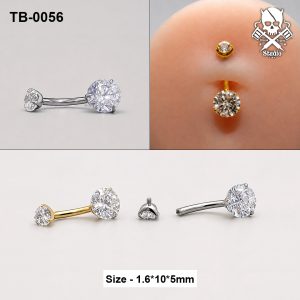 Golden and silver double round zircon ASTM F-136 titanium navel barbells