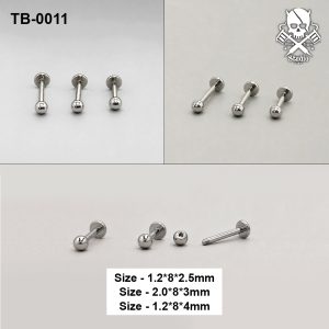 Silver classic polished ball ASTM F-136 titanium flat-back labret studs