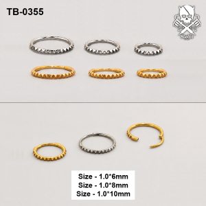 Golden and silver pyramid stud ASTM F-136 titanium clicker rings
