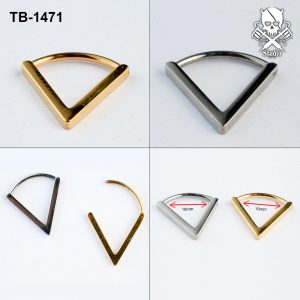 V-shaped ASTM F-136 titanium septum clicker in golden and silver