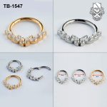 Marquise Zircon Laurel ASTM F-136 Titanium Septum Clicker Ring