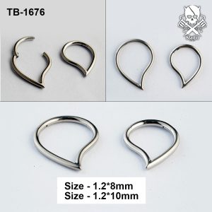 Silver smooth teardrop ASTM F-136 titanium clicker ring in 8mm and 10mm sizes