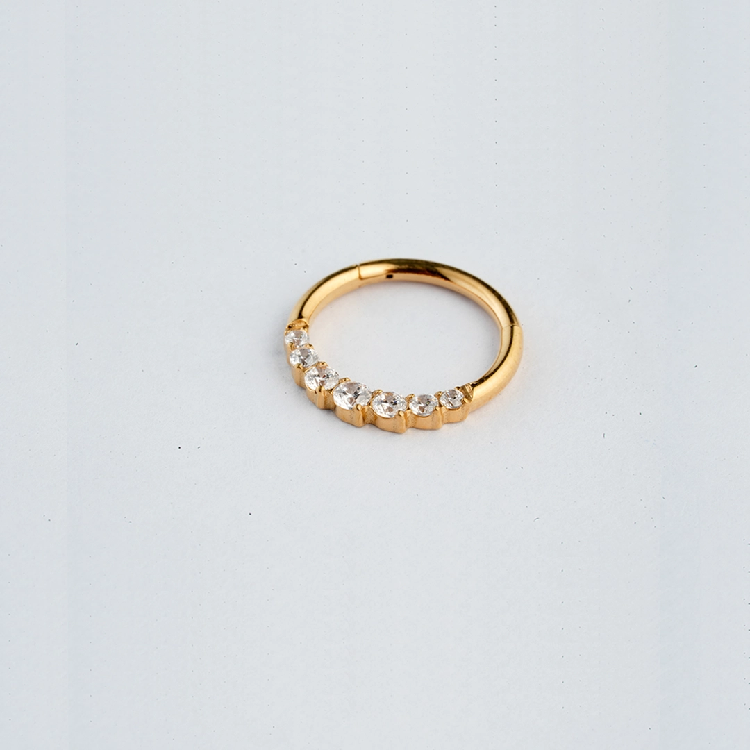 Graduated round zircon ASTM F-136 titanium septum clicker in golden and silver
