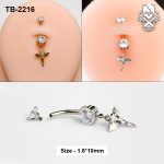 Winged Sword Dangle Zircon ASTM F-136 Titanium Navel Barbell