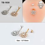 Sunburst Flower Zircon ASTM F-136 Titanium Navel Barbell