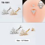 Marquise Star Flower Zircon ASTM F-136 Titanium Navel Barbell