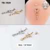 Butterfly chain dangle zircon ASTM F-136 titanium navel barbell in golden and silver