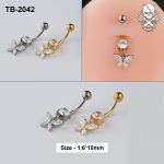 Butterfly Dangle Zircon ASTM F-136 Titanium Navel Barbell