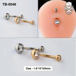 Double Bezel Zircon ASTM F-136 Titanium Navel Barbell