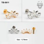 Five Marquise Crown Zircon ASTM F-136 Titanium Labret Stud