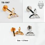 Triple Marquise Leaf Zircon ASTM F-136 Titanium Labret Stud