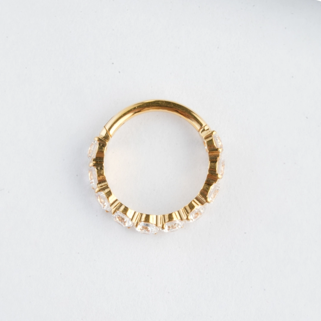 Trinity marquise zircon ASTM F-136 titanium flat-back labret stud in golden and silver, 1.2mm x 8mm