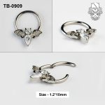 Bat-Wing Zircon ASTM F-136 Titanium Clicker Ring