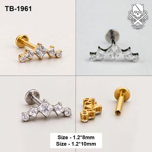 Graduated Princess Zircon Crown ASTM F-136 Titanium Labret Stud