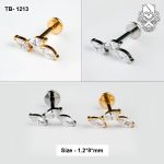 Triple Marquise Leaf Branch Zircon ASTM F-136 Titanium Labret Stud