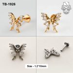 Marquise Zircon Butterfly ASTM F-136 Titanium Labret Stud