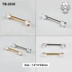 Double Zircon ASTM F-136 Titanium Nipple Barbell