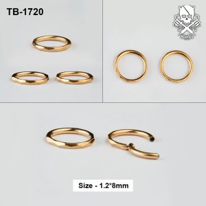 Golden faceted-edge ASTM F-136 titanium hinged segment ring