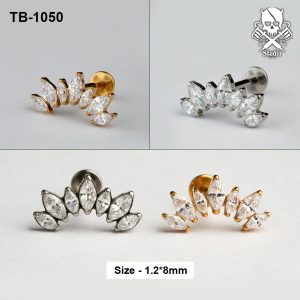 Golden and silver seven marquise zircon crown arc ASTM F-136 titanium flat-back labret studs