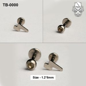 Silver lightning bolt and round zircon ASTM F-136 titanium flat-back labret stud set