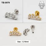 Five Marquise Zircon Curved Leaf ASTM F-136 Titanium Labret Stud