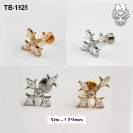 Four Marquise Zircon Starburst ASTM F-136 Titanium Labret Stud