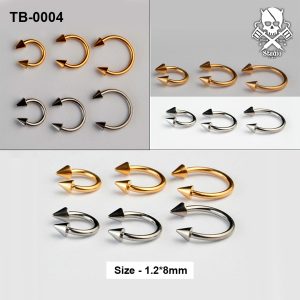Golden and silver dual spike ASTM F-136 titanium circular barbells