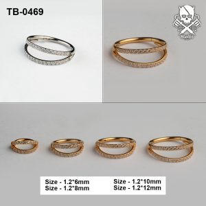 Golden and silver double-row zircon ASTM F-136 titanium hinged segment rings