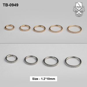Golden and silver pavé zircon ASTM F-136 titanium hinged segment rings